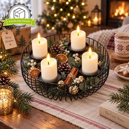 Adventskranz metall schwarz - adventskranz, 30