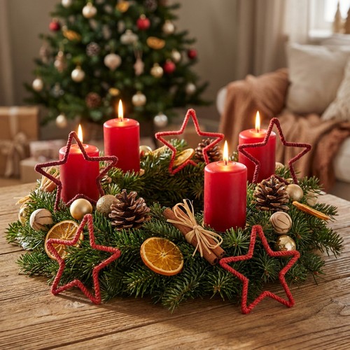 Adventskranz deko set - set, rote